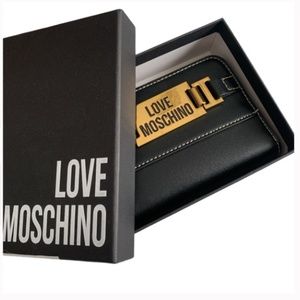 BOXED Auth LOVE MOSCHINO Faux Leather Zippered Wallet *MINT*